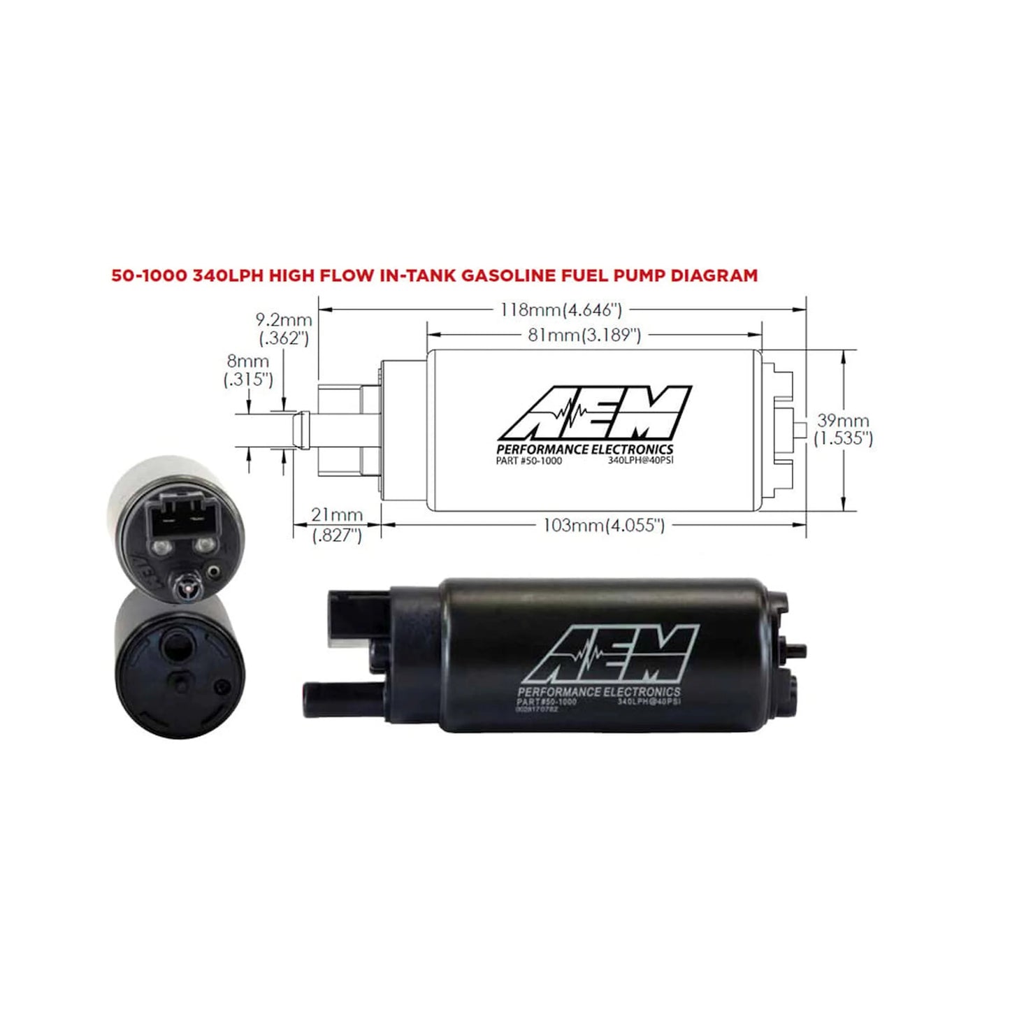 AEM 340 LPH HIGH FLOW IN-TANK FUEL PUMP